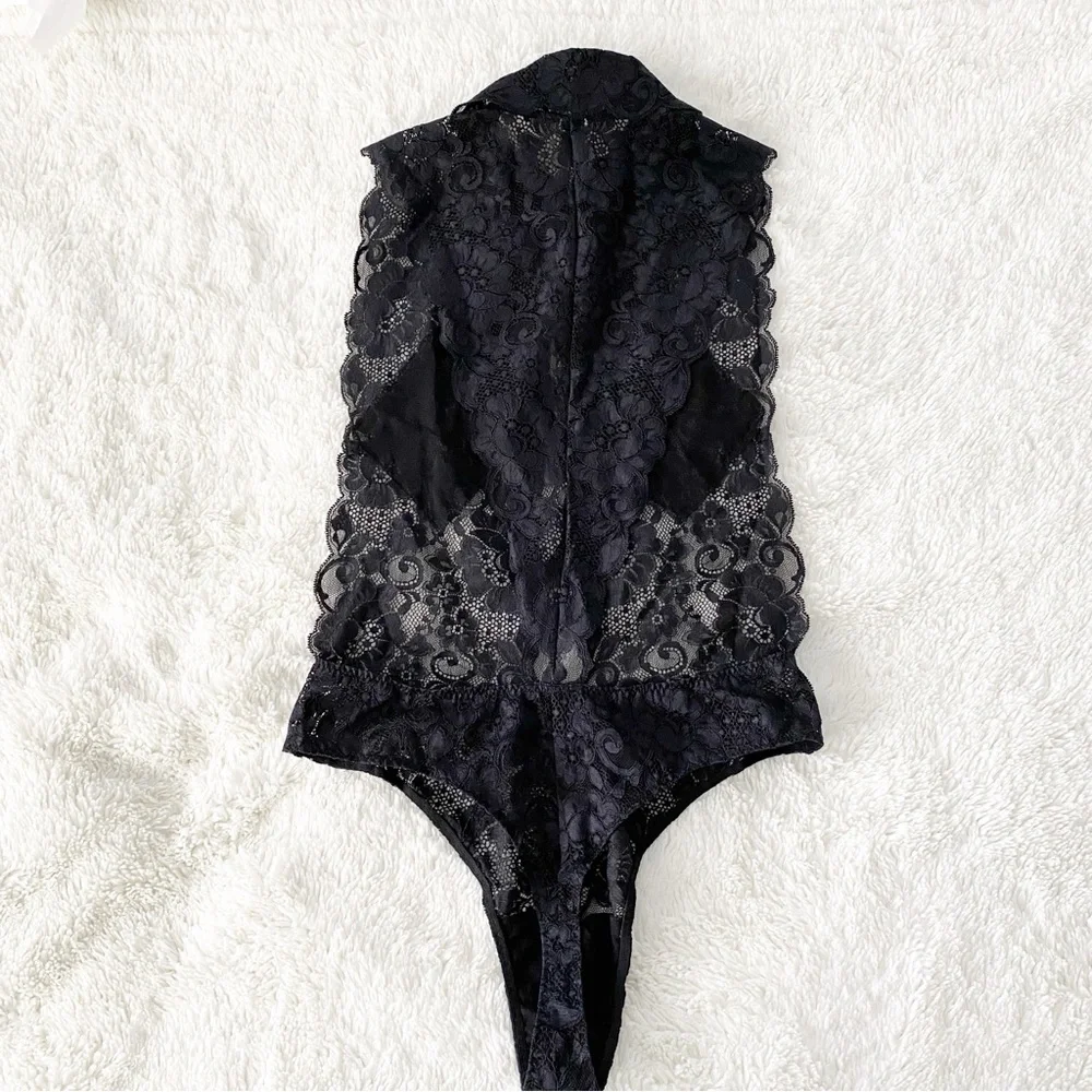 Anthropologie We Are HAH Hot as hell Black Lace Keyhole Bodysuit Size Small NWT - Picture 4 of 6